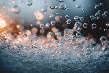 A mesmerizing close-up of water bubbles, sparkling with light and creating an abstract, refreshing, and dynamic underwater scene.
