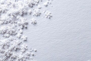 A pristine white background adorned with delicate snowflakes, evoking a sense of winter's serene beauty and festive holiday cheer.