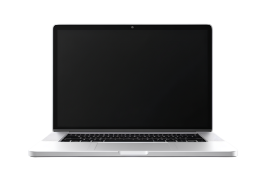 An ultra-realistic photograph of the front view of a MacBook Pro mockup, on a transparent background. - Powered by Adobe