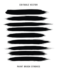 10 Printable Paint Brush Strokes: Vector Graphics for Design Flat vector illustration