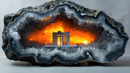 City Within a Geode: A Miniature Metropolis Hidden in a Crystal Cave