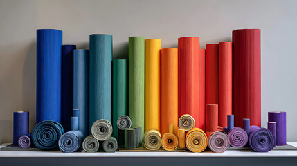Vibrant spectrum of rolled textured paper materials paper rolls craft supplies