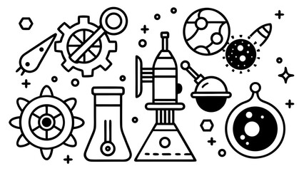 Dynamic science and technology elements creating a modern, innovative design perfect for research and development