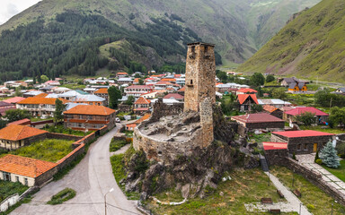 Aerial view of Sno Castle in the mountains of Georgia