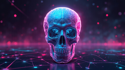 Transparent Skull with Brain — Detailed 3D Medical Visualization of Human Skull and Brain Anatomy