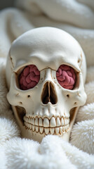 Transparent Skull with Brain — Detailed 3D Medical Visualization of Human Skull and Brain Anatomy