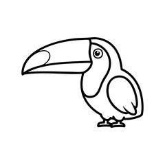 Fototapeta premium Toucan Coloring Page for Kids – Cute Tropical Bird Vector Outline in Black and White for Printable Fun, Preschool, and Educational Activities