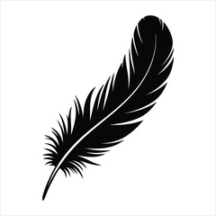 Fototapeta premium Elegant black feather silhouette with detailed barbs on a white background