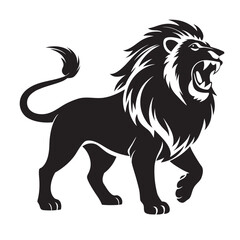 Majestic Roaring Lion Silhouette Vector Art for Graphic Design Projects