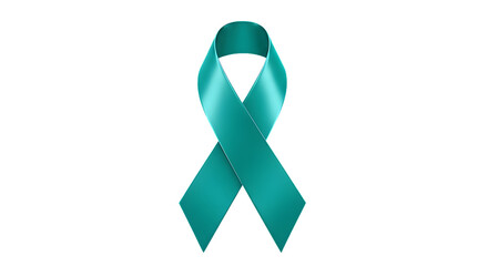 Teal awareness ribbon isolated on transparent background