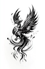 Obraz premium Black and white phoenix design
