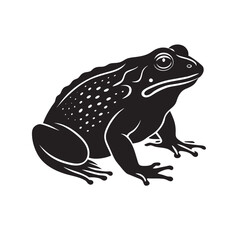 Realistic Black Silhouette of a Sitting Frog on a White Background Vector Illustration