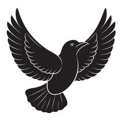 Beautiful Black Silhouette of a Majestic Bird in Flight with Wings Spread Wide