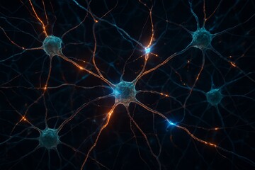 High-speed communication throughout a neural network. This seamless flow of information is essential for a functioning brain or advanced AI. A concept of pure communication.