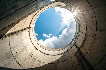 Obraz premium Opening at the top of a cooling tower