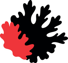 Expressive coral mark in silhouette featuring wild paint texture for modern design