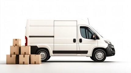 Professional Delivery Van Isolated on White Background Mockup for Business Marketing