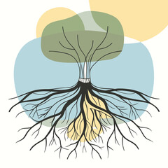 Abstract tree roots with organic shapes nature growth