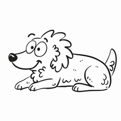 Cute Cartoon Dog Illustration, Black and White Puppy Drawing