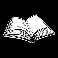 Open Book Sketch, Hand Drawn Book Illustration, Blank Pages