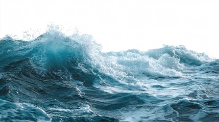 Vibrant Isolated Ocean Waves in Blue and White