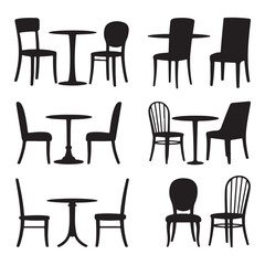 set of chairs black vectors.