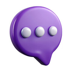 Naklejka premium Purple speech bubble with three dots isolated on transparent background