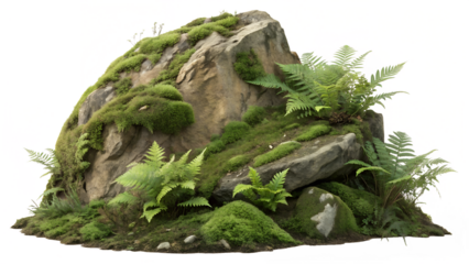 Mossy rock garden design ideas for landscaping with ferns and natural stone elements in outdoor spaces