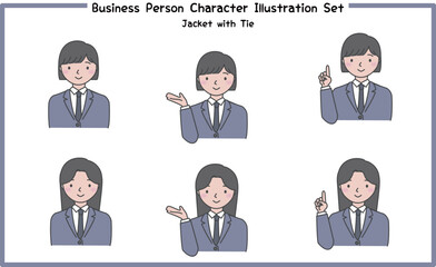 Fototapeta premium ビジネスパーソン イラストセット2-1 (ジャケット＆ネクタイ) / Business Person Character Illustration Set