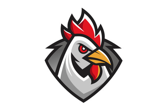 vector rooster head logo geometric design