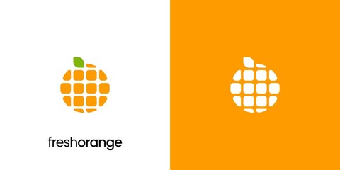 fresh orange tech logo template vector illustration icon symbol	