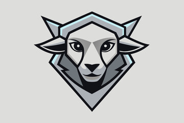vector sheep head logo geometric design