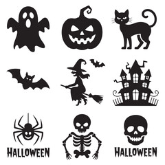 set of halloween black vectors.