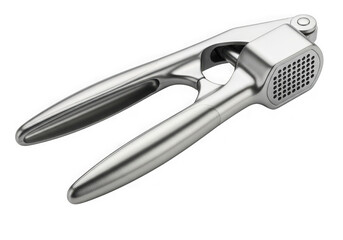 Obraz premium A silver metal garlic press isolated on transparent background
