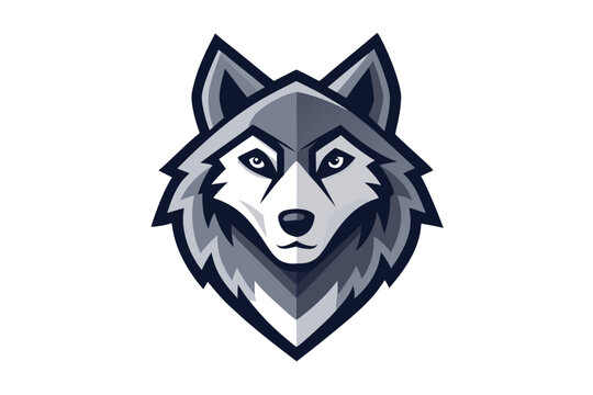 vector wolfdog head logo geometric design