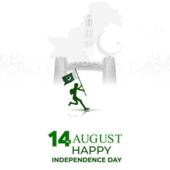 14 August Pakistan Independence Day greeting card design for social media post