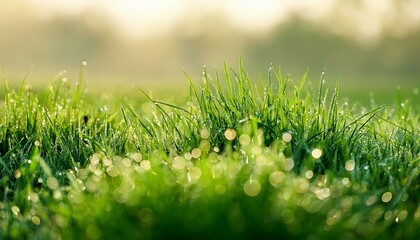 green grass with morning dew
