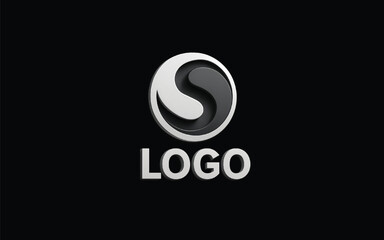 Creative abstract 3d circle sphere vector logo design template element. Colored silver black concept icon