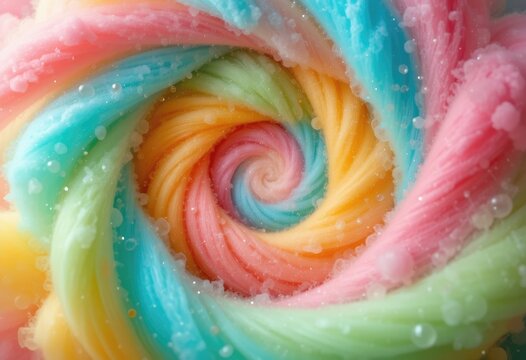 A colorful swirling candy lollipop with pastel hues and a sugary texture - Powered by Adobe