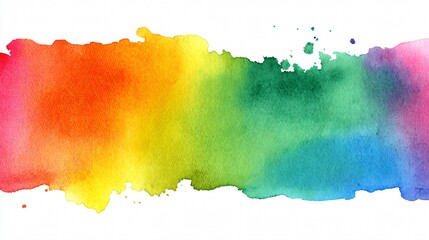 Vibrant Watercolor Rainbow Border Isolated on White Background