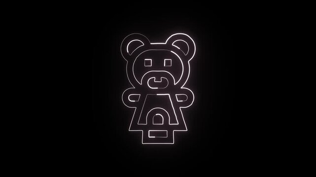 Glowing neon line Puppet with marionette strings. Entertainment icon animation HD video isolated on black background.

