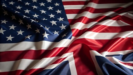 Obraz premium American and British flags draped together symbolizing unity and partnership