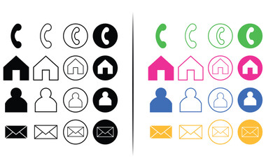 Phone, Home, Person, Email icon icon vector. for computer and mobile