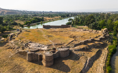 Aerial View of Ancient Rustavi Fortress in Georgia