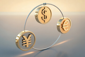 currency icons in floating circular motion