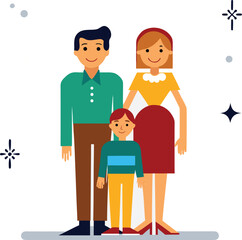 Fototapeta premium Flat vector illustration of a family of three father
