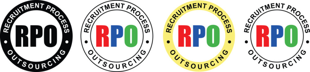 Business RPO Logo Icon – Recruitment Process Outsourcing Label and HR Service Stamp
