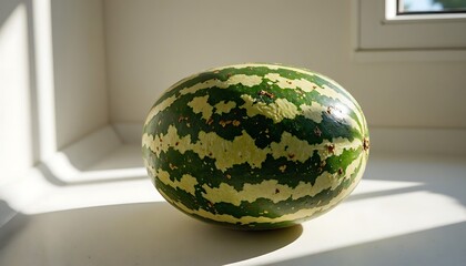 Watermelon with striped skin — insulation on a white background