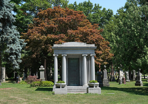 Toronto, Canada -  Mount Pleasant Cemetery, with classical style family mausoleum