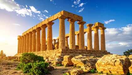 Ancient temple at sunset